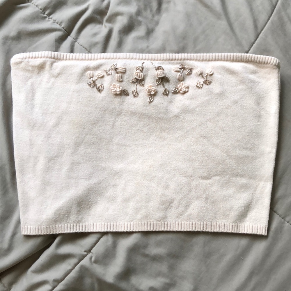 light pink embroidered tube top